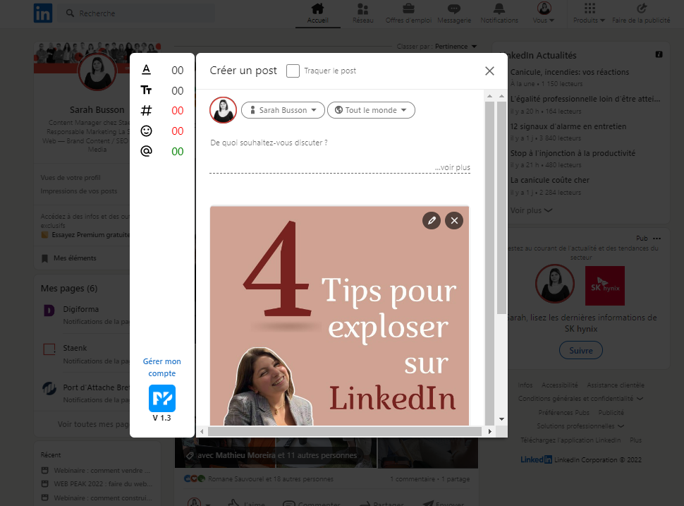 Capture d'écran de la quatrième étape pour créer un carrousel sur LinkedIn